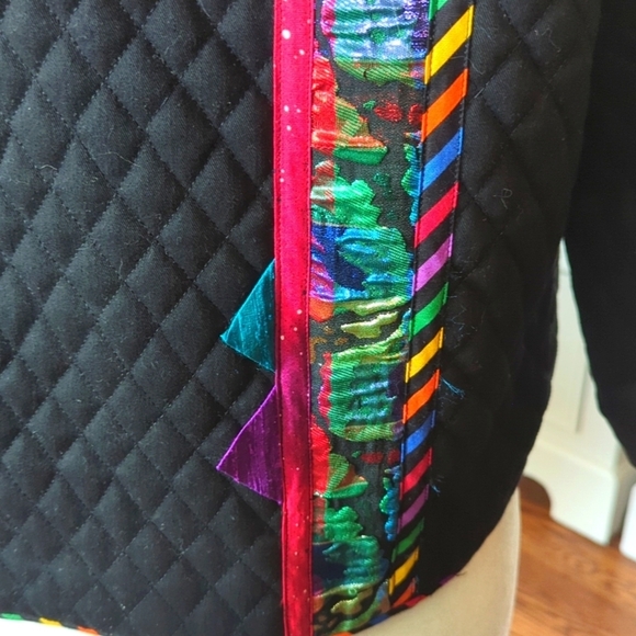 Marie Studer Vtg 90s Art To Wear Artsy Colorful Quilted Dopamine Jacket Sz L - Picture 4 of 13